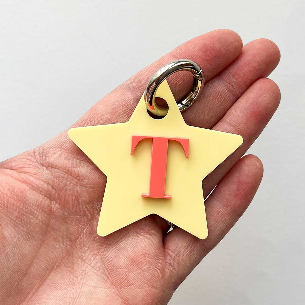 Star Initial Layered Keyring
