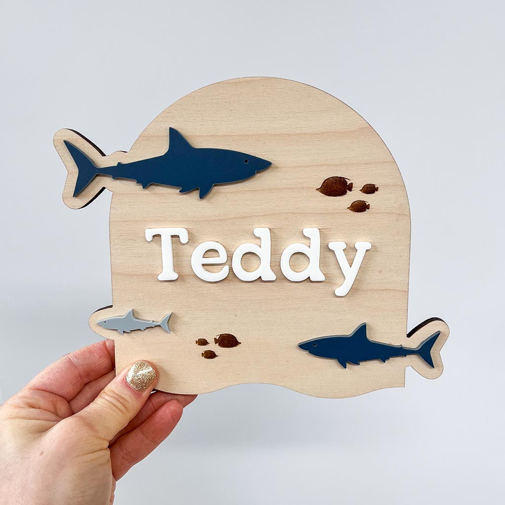 Teddy Shark Name Sign