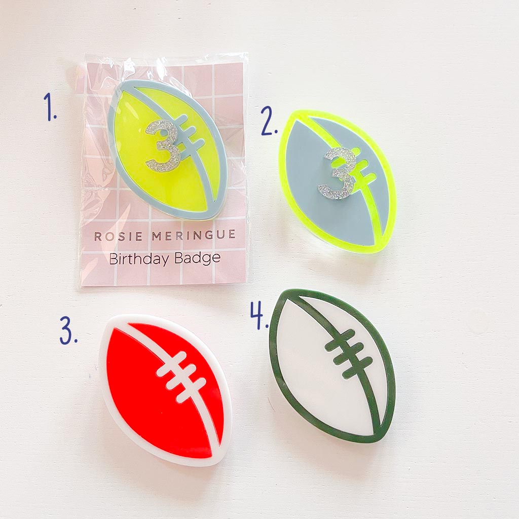 Birthday Badges Rugby Ball