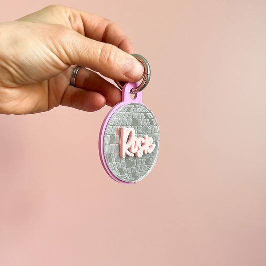 Disco Ball Personalised Keyring