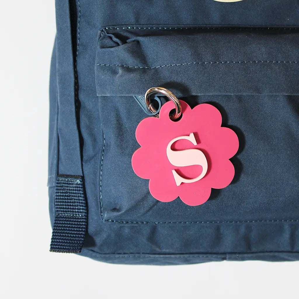 Flower Initial Layered Keyring