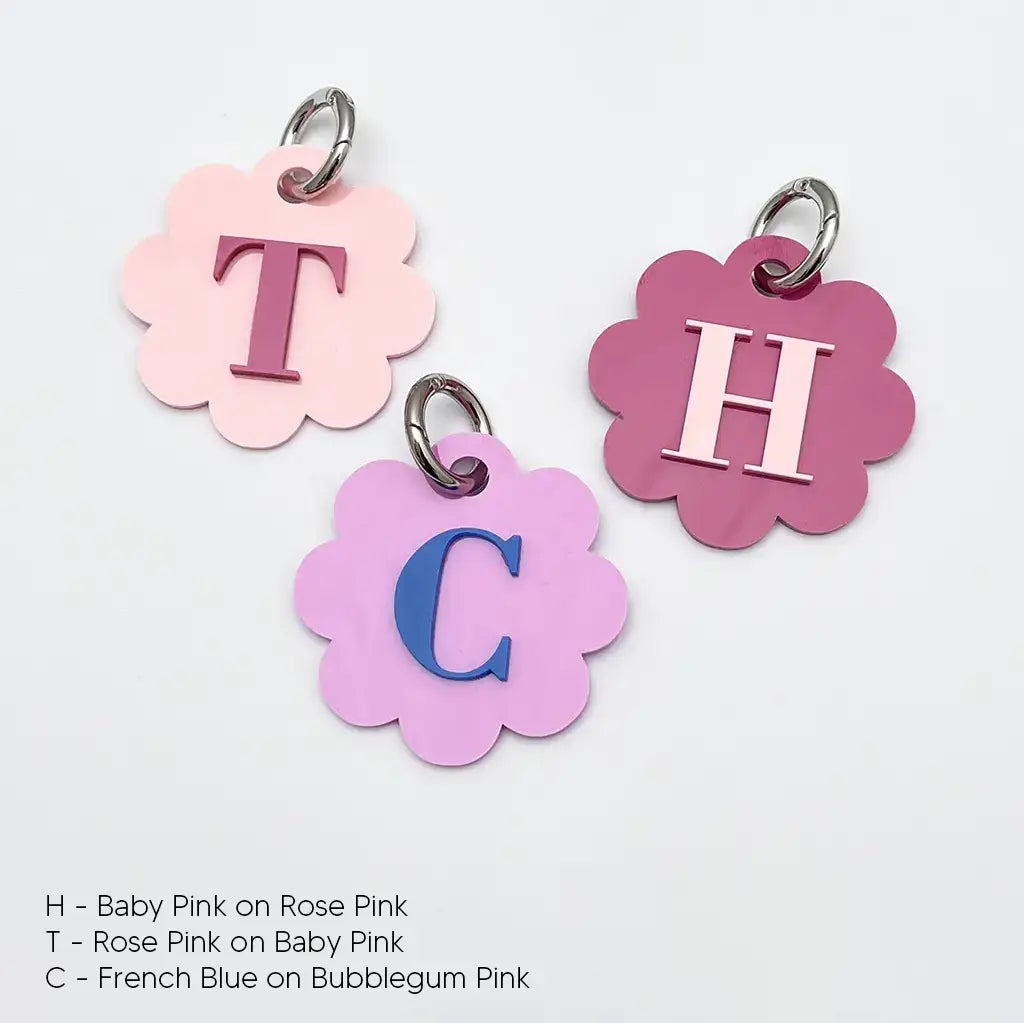 Flower Initial Layered Keyring