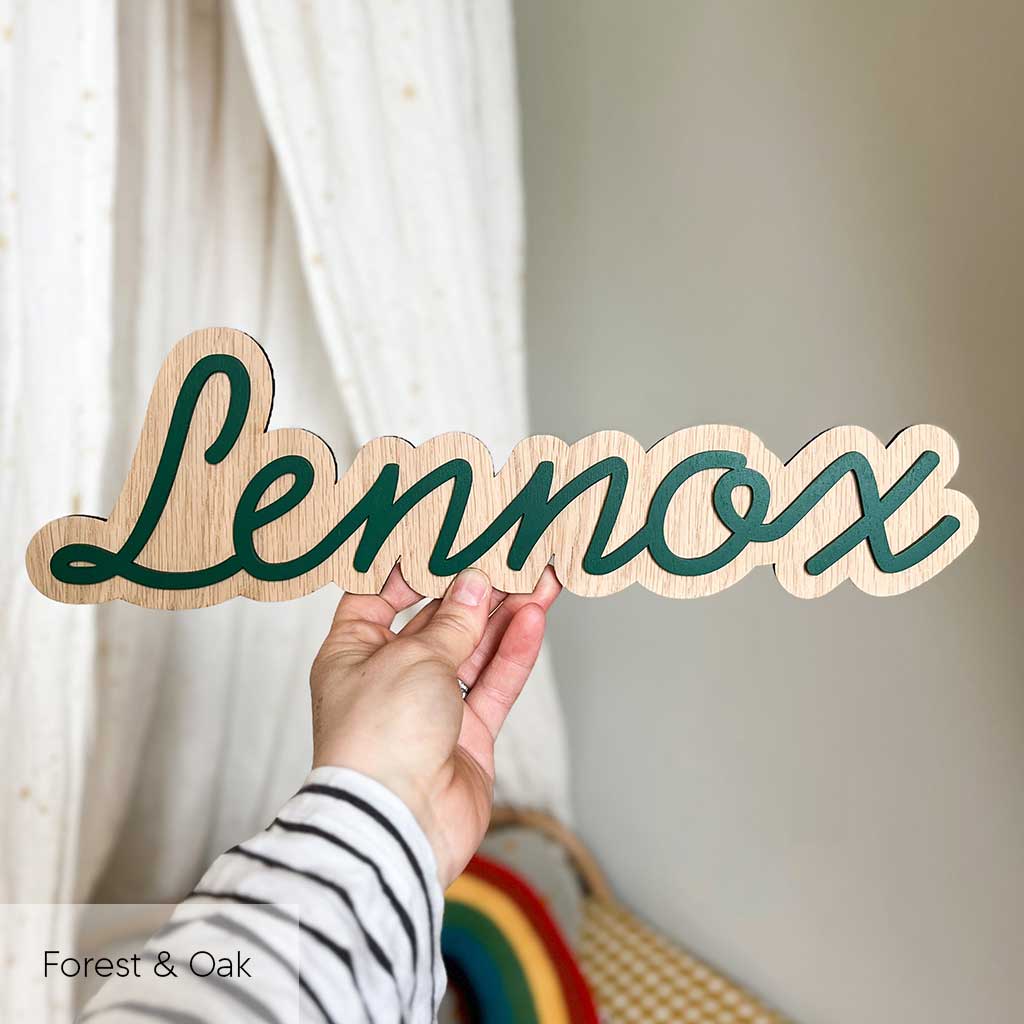 layered wooden name sign oak bedroom