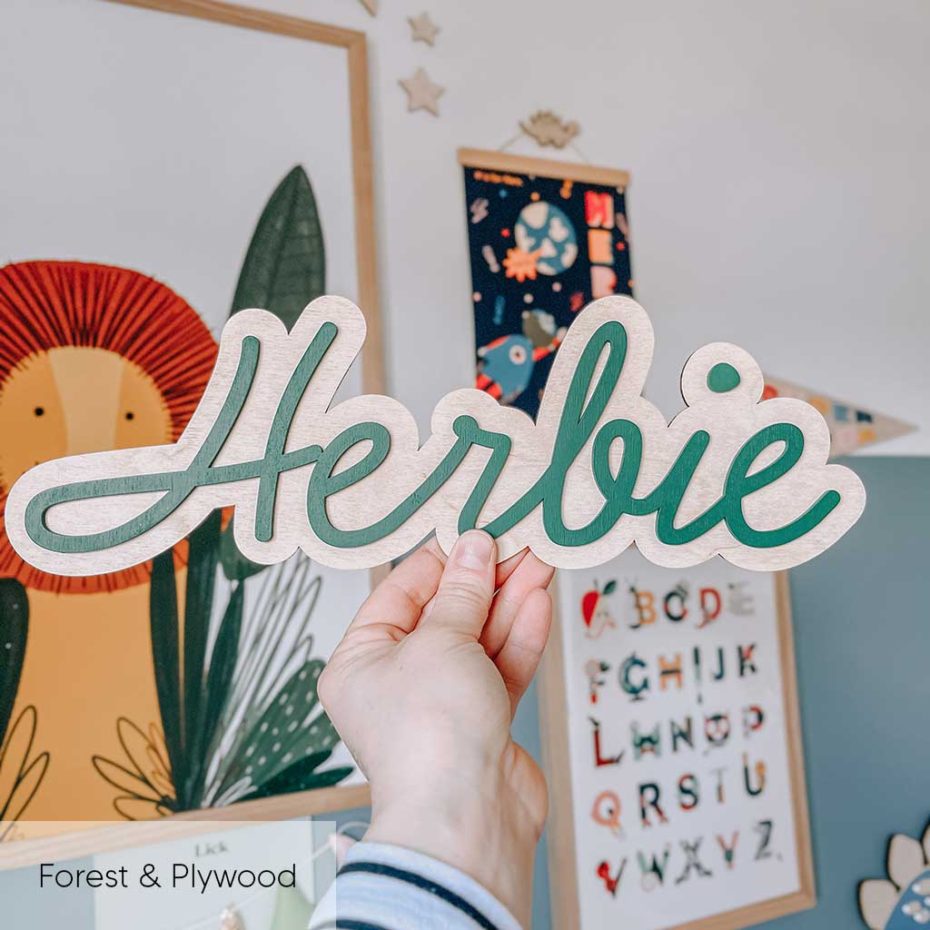 Layered Wooden Wall Name