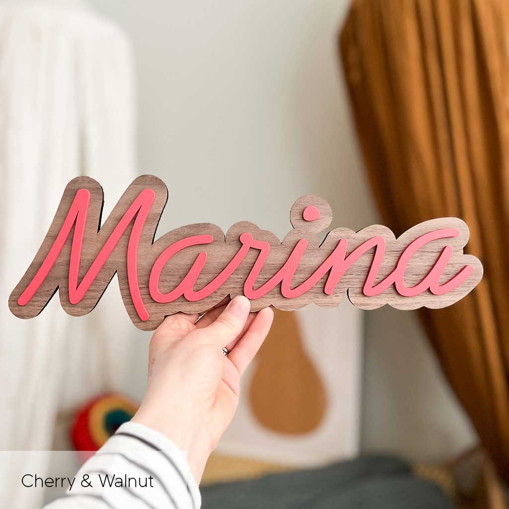 Layered Wooden Wall Name