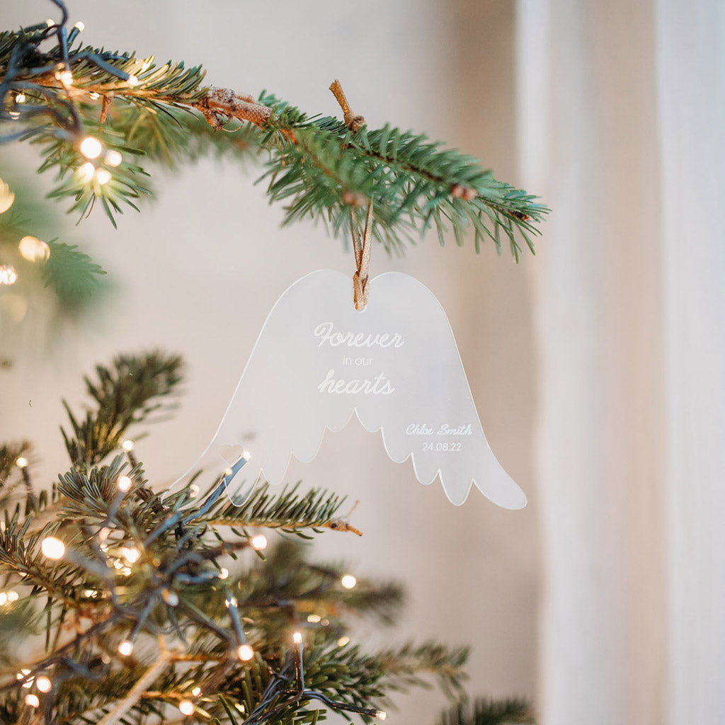 Memorial Wings Personalised Bauble