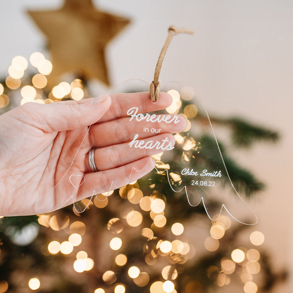 Memorial Wings Personalised Bauble