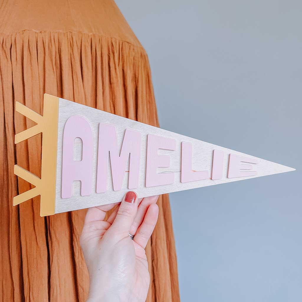 Personalised Wooden Painted Name Flag