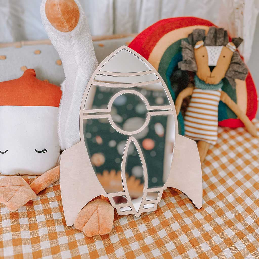 rocket mirror space themed bedroom