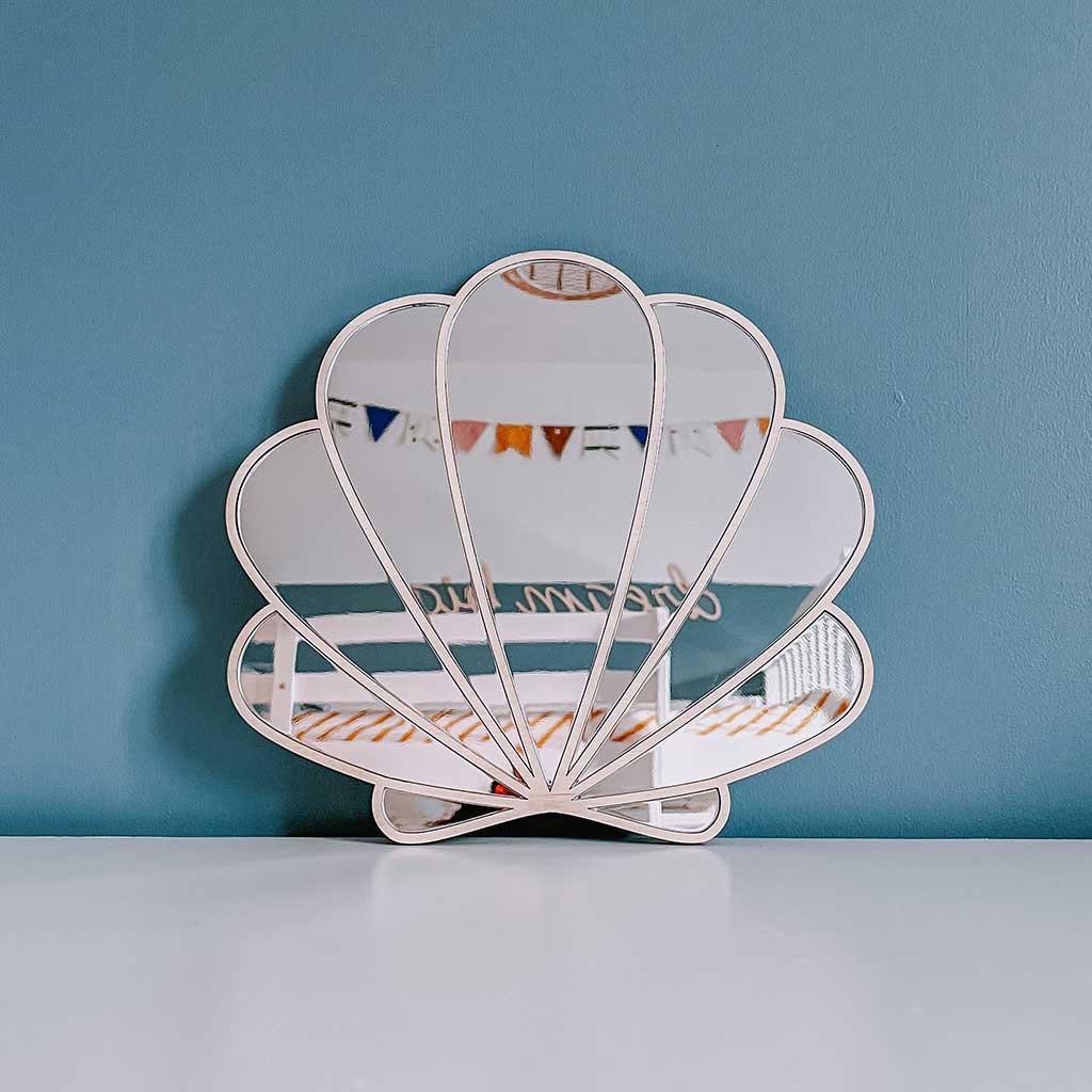 shell mirror beach themed bedroom