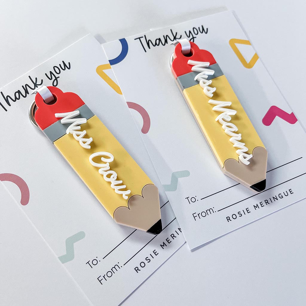 Teacher Pencil Personalised Keyring