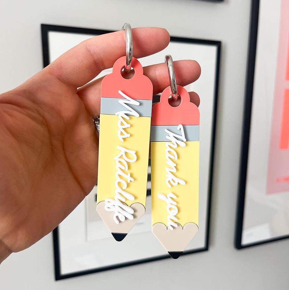 Teacher Pencil Personalised Keyring
