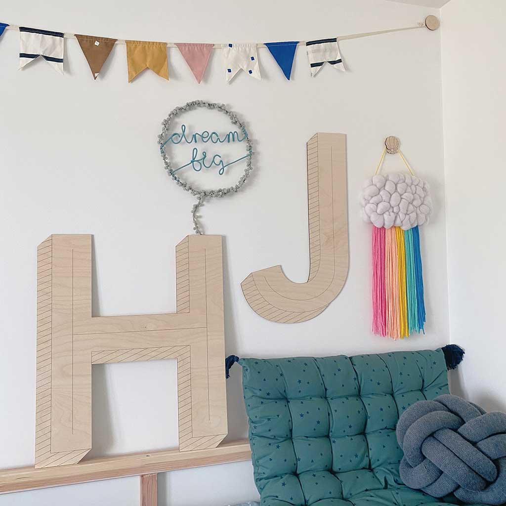 large striped letters nursery bedroom