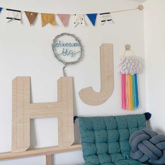 large striped letters nursery bedroom
