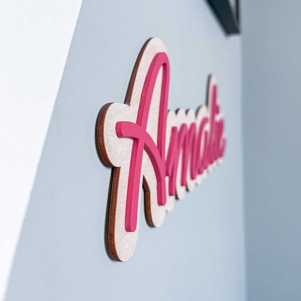 wooden name sign layered personalised