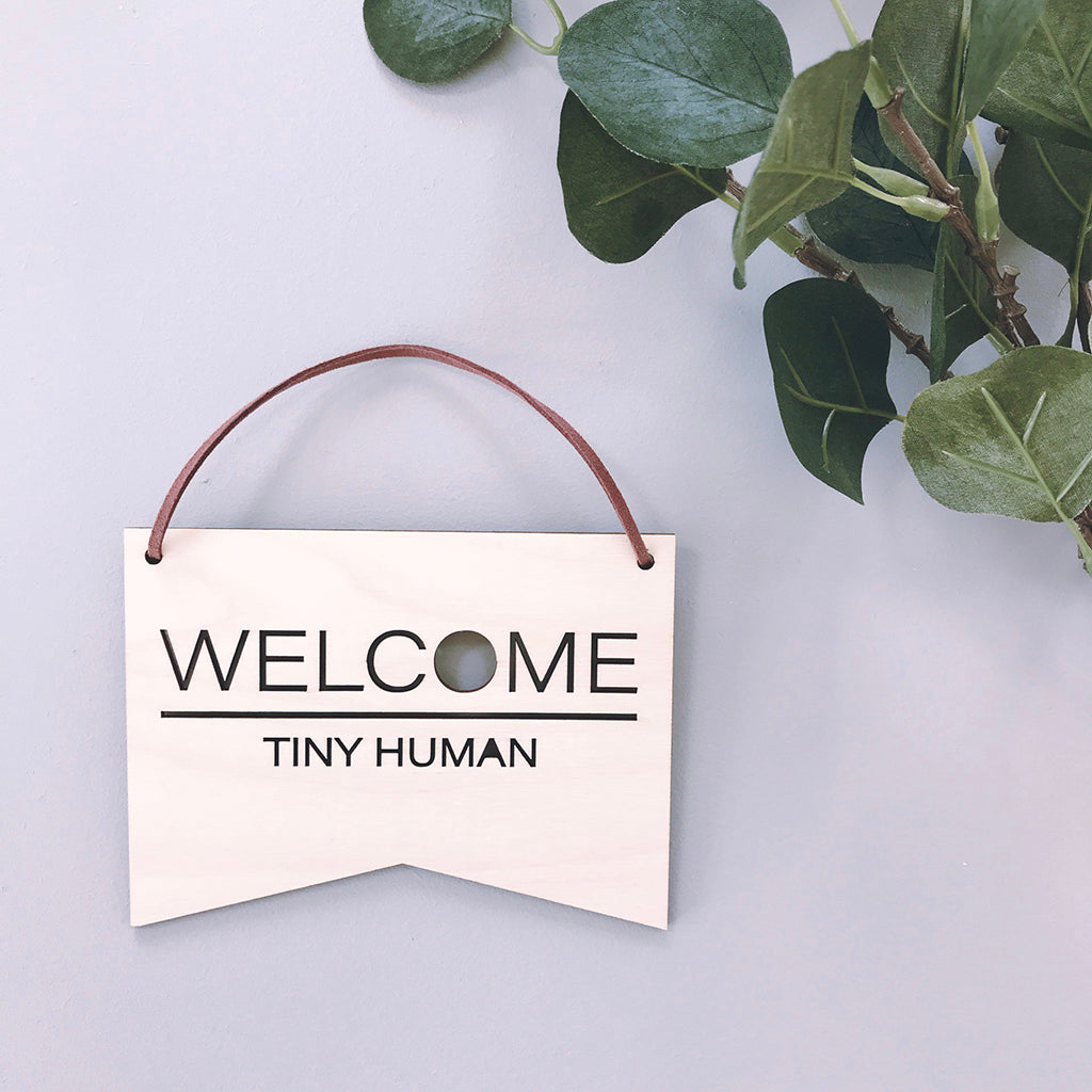 Welcome Tiny Human Plaque | Newborn Baby Gift
