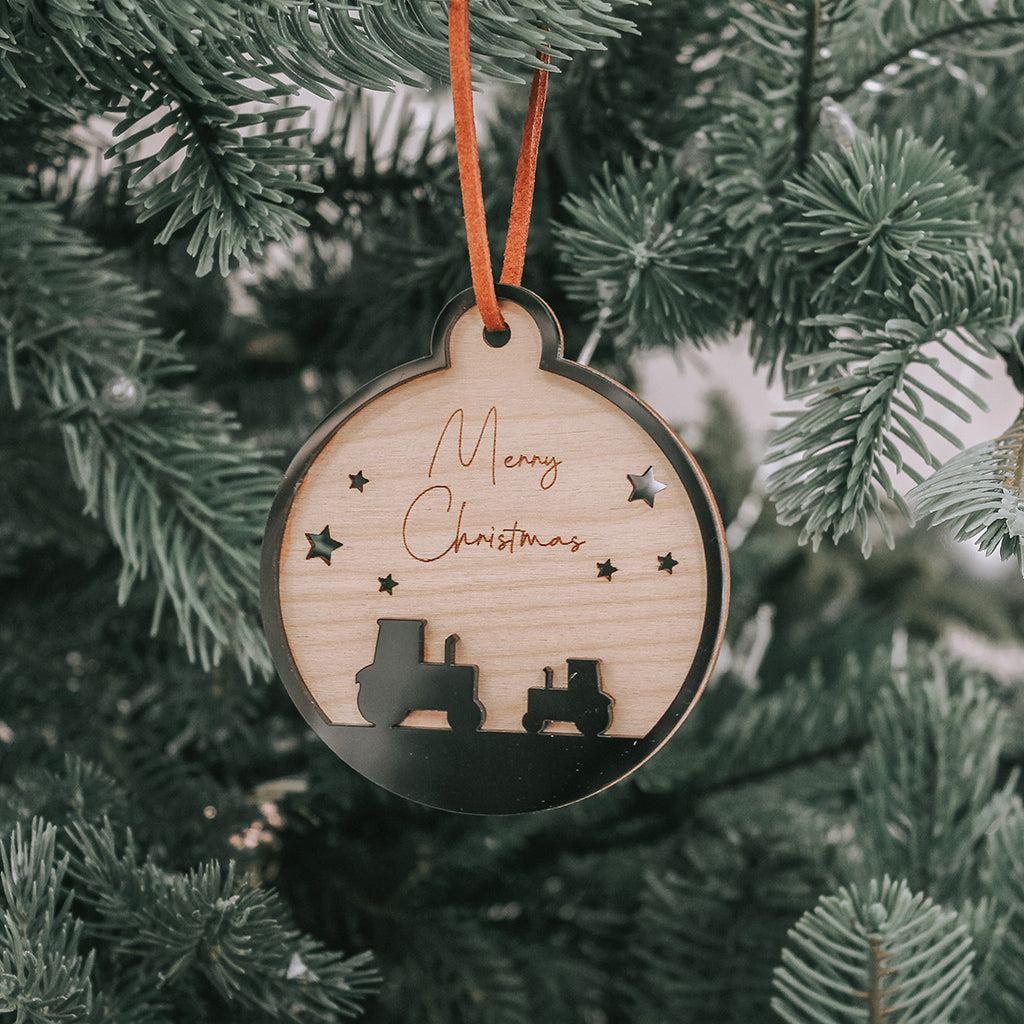 Tractor Merry Christmas Bauble