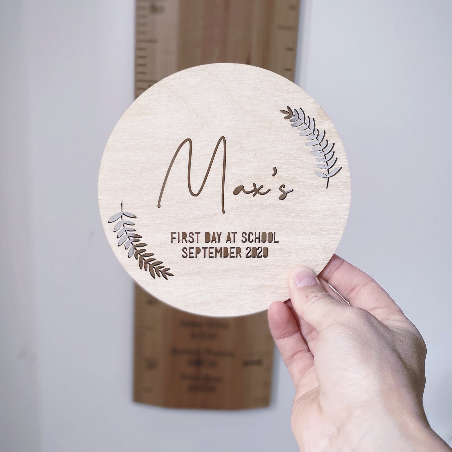 First Day of School Fern Plaque | Wooden Milestone Plaque
