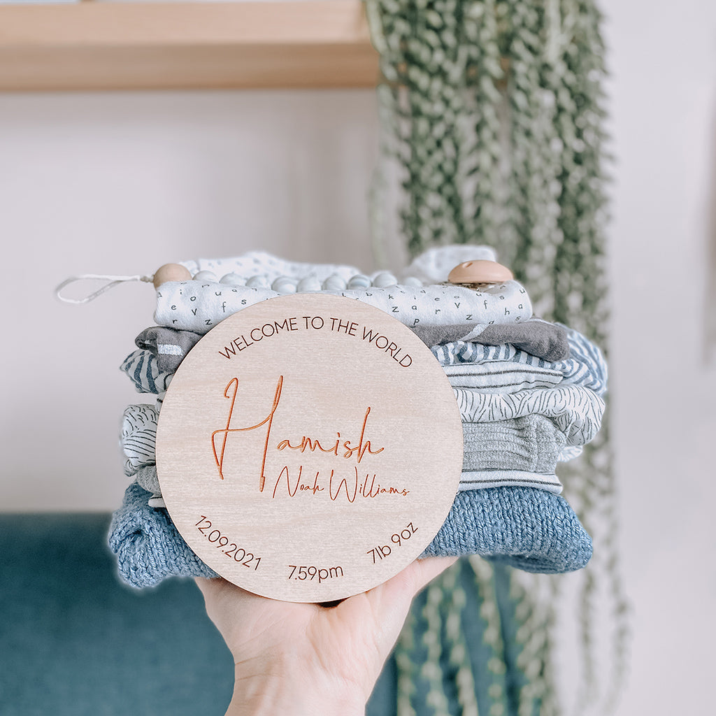 Welcome to the World Round Birth Plaque