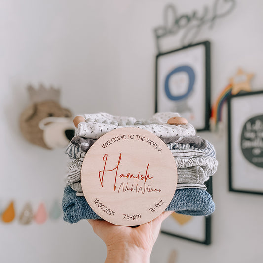 Welcome to the World Round Birth Plaque