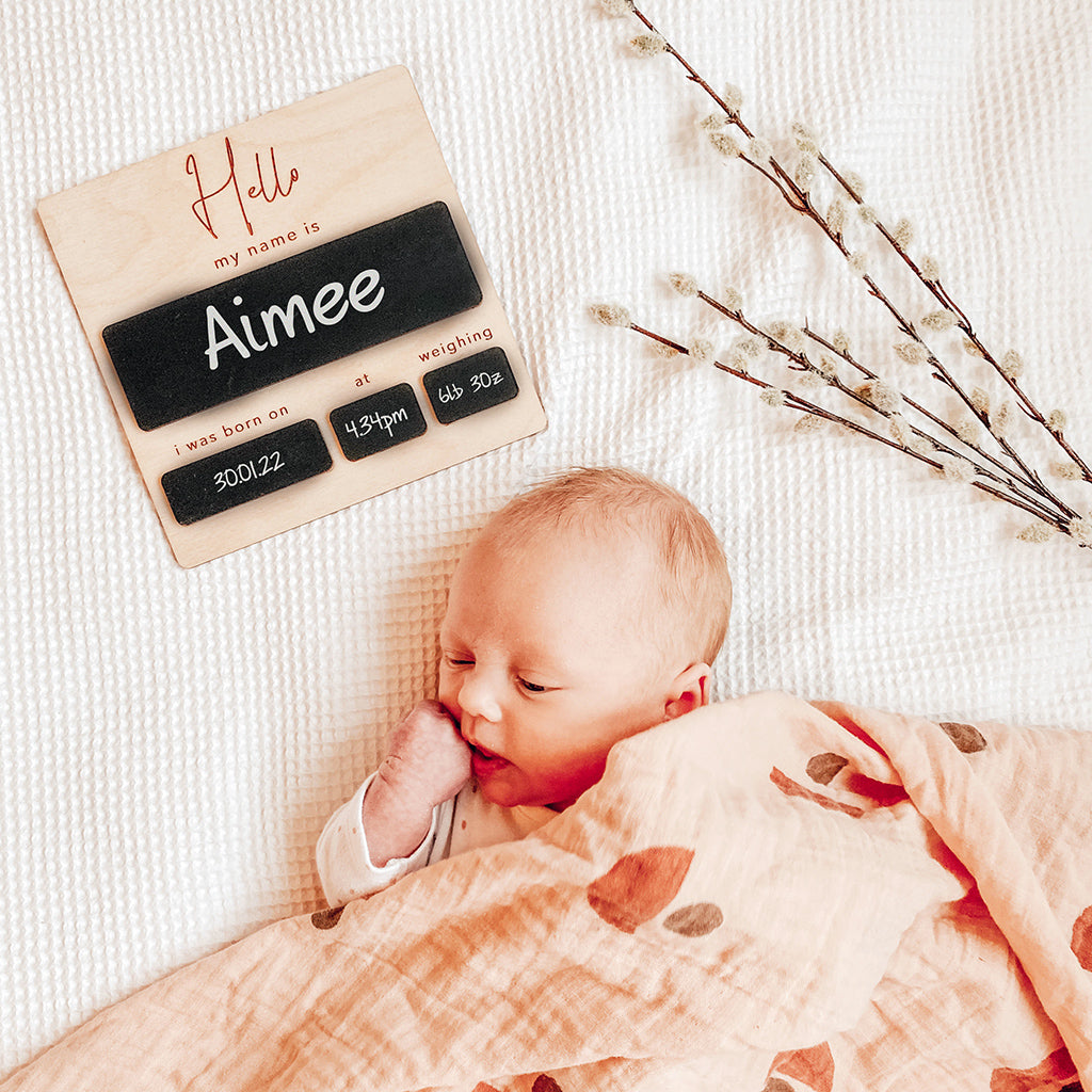 Birth Announcement Blackboard Square