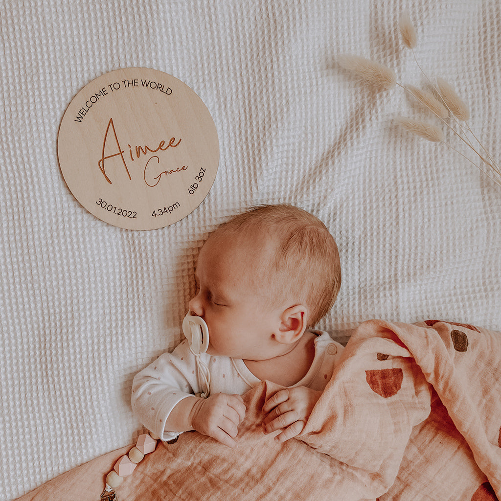 Welcome to the World Round Birth Plaque