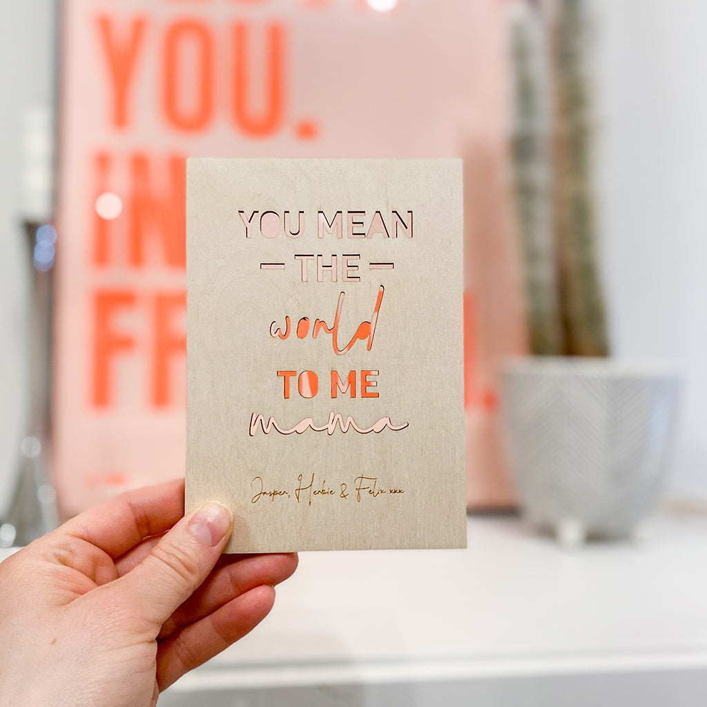 You Mean the World to Me..... Postcard Personalised