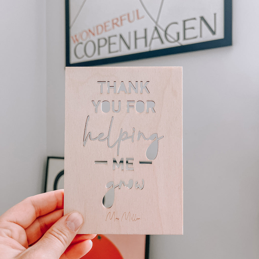 Thank You for Helping Me Grow Postcard Personalised
