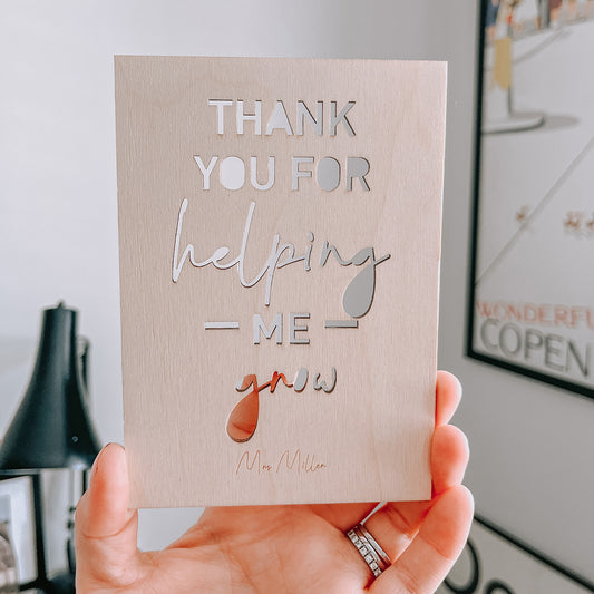 Thank You for Helping Me Grow Postcard Personalised