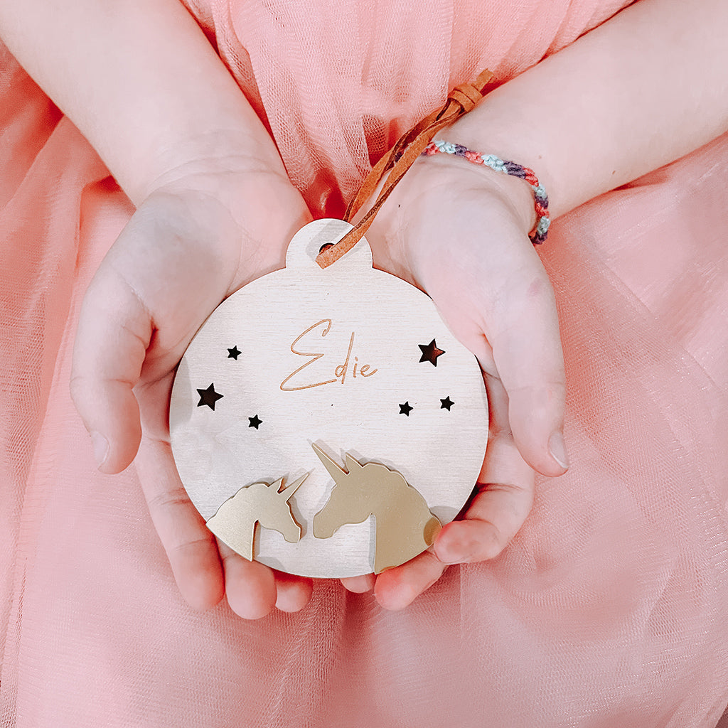 Unicorn & Star Personalised Bauble