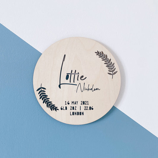 Fern Birth Plaque