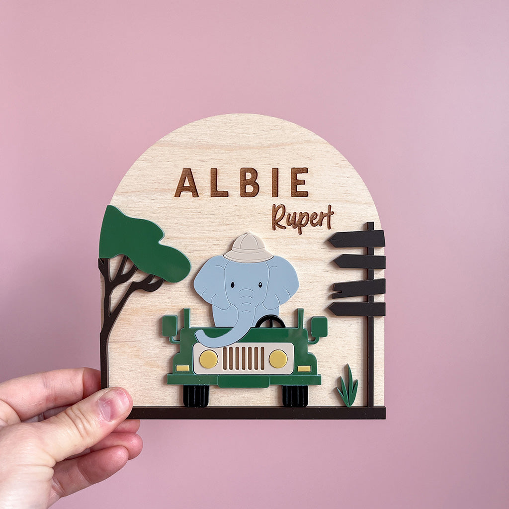 Elephant Name Plaque