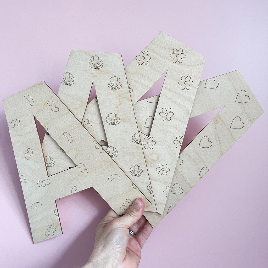 Decorative Wooden Vertical Striped Letters