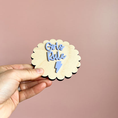 Scalloped Girls Rule Wall Sign