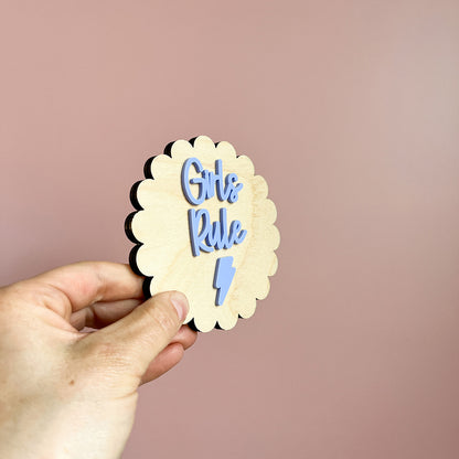Scalloped Girls Rule Wall Sign