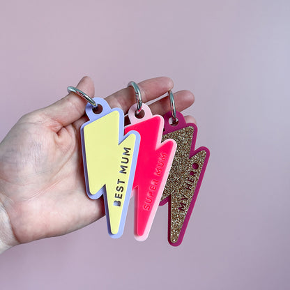 Supermum Personalised Lightening Keyring