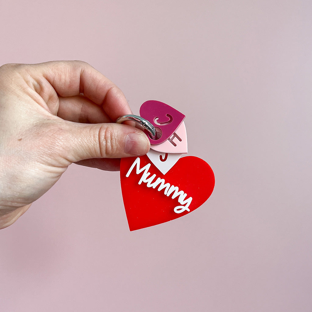 Family Heart Keyring