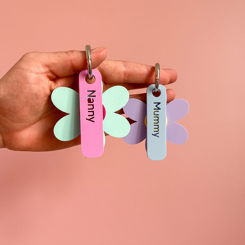 Mother's Day Flower Personalised Keyring