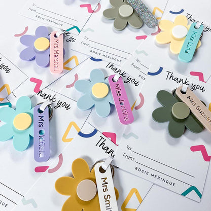 Teacher Flower Personalised Keyring