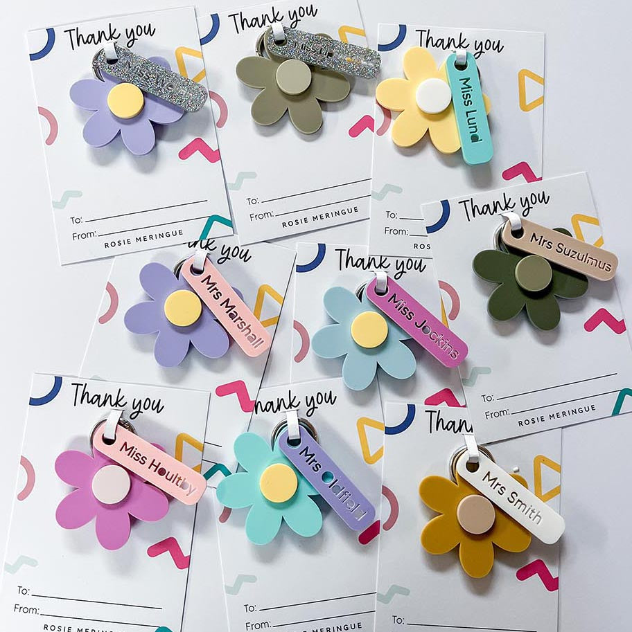 Teacher Flower Personalised Keyring
