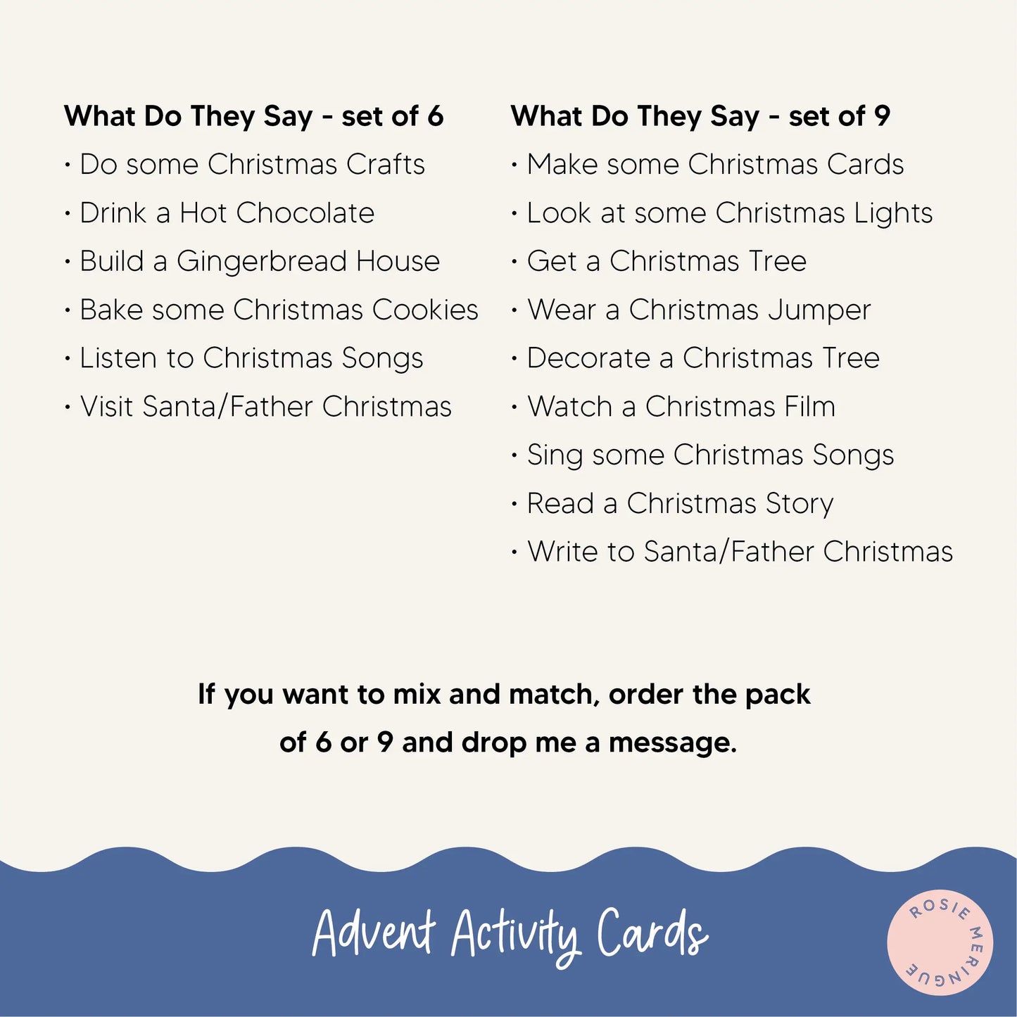 Wooden Advent Calendar Activity Cards