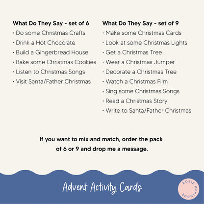 Wooden Advent Calendar Activity Cards