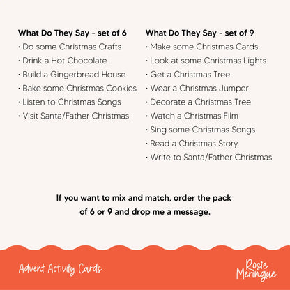 Wooden Advent Calendar Activity Cards