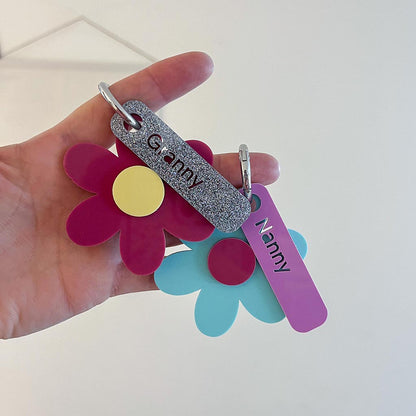 Mother's Day Flower Personalised Keyring