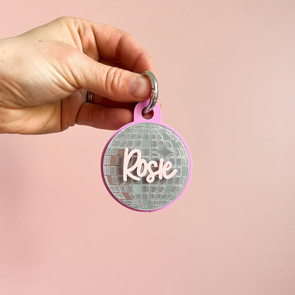 Disco Ball Personalised Keyring
