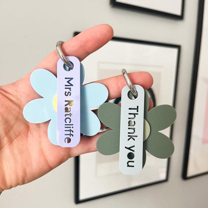Teacher Flower Personalised Keyring