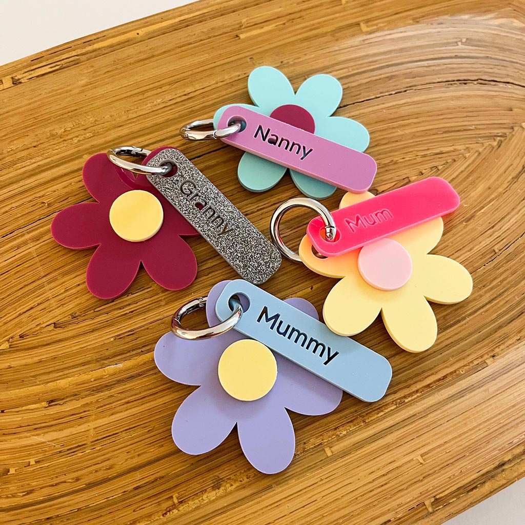 Mother's Day Flower Personalised Keyring