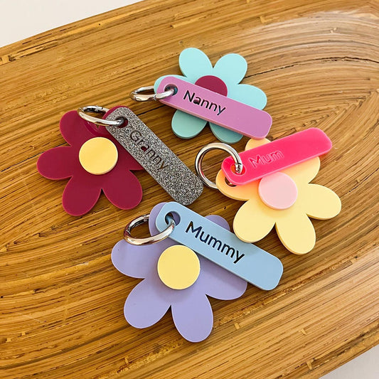 Mother's Day Flower Personalised Keyring