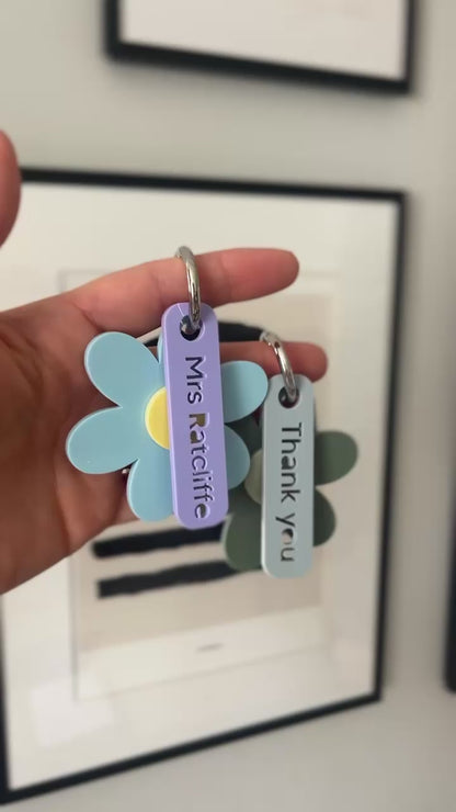 Teacher Flower Personalised Keyring