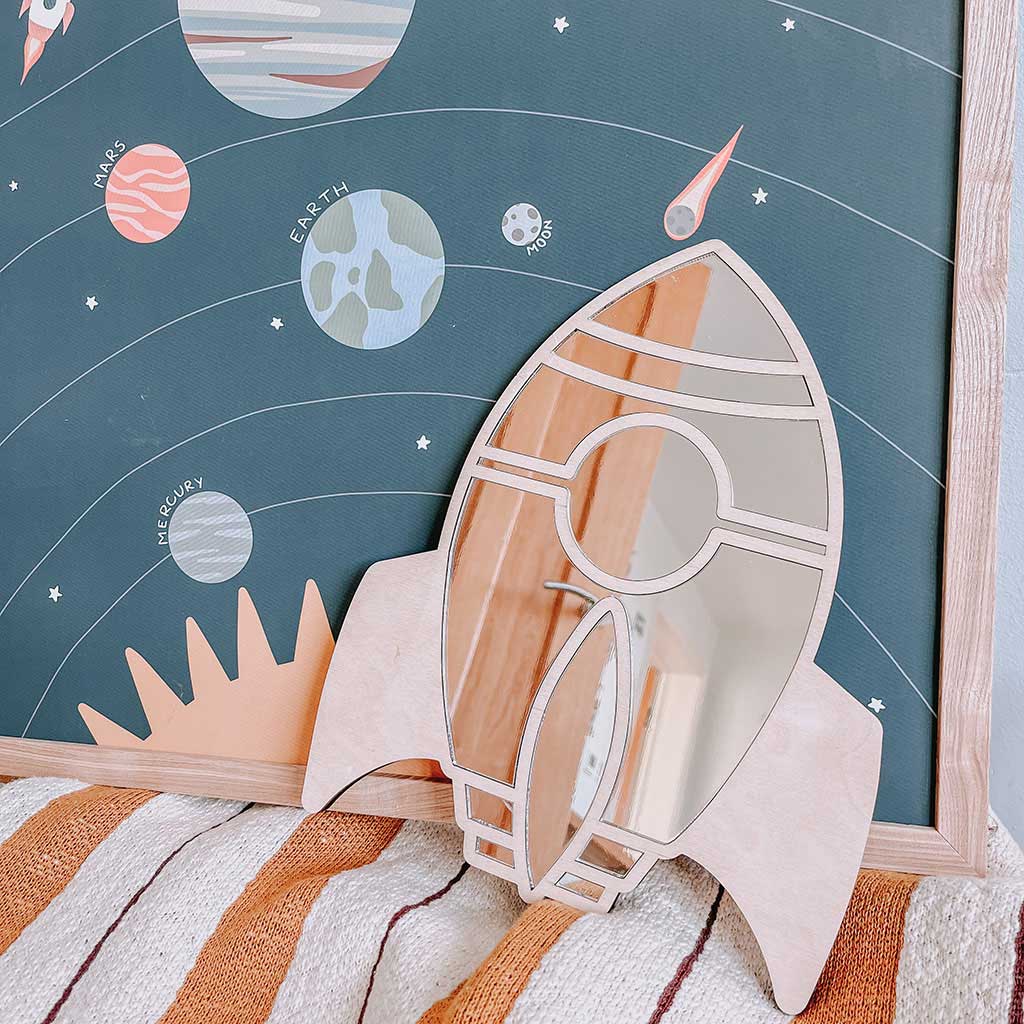 rocket mirror space themed nursery